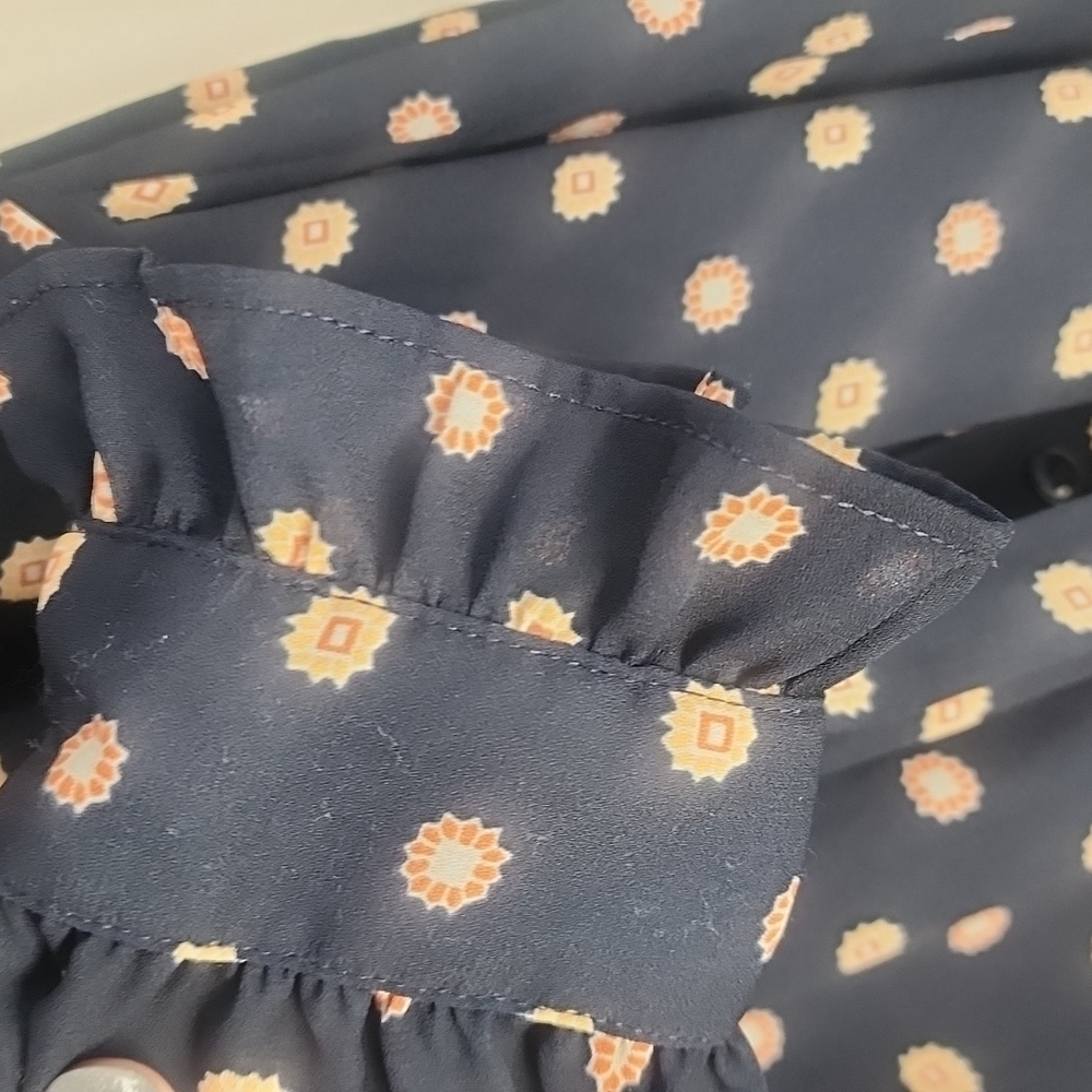 Banana Republic Belted Polka Dot Shirt Dress – Navy/Orange – Size 6 - Picture 7 of 7